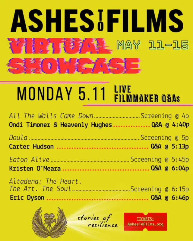 Join us next week for live Q&As with the filmmakers behind the films in our Virtual Showcase! 🎞️

While all films will be available to stream on-demand for the duration of the showcase, we will be hosting dedicated screenings followed by filmmaker Q&As each day. Access is included in your ticket and pass purchases! 🎟️

Info and tickets available at the link in bio and at ashestofilms.org 🎥